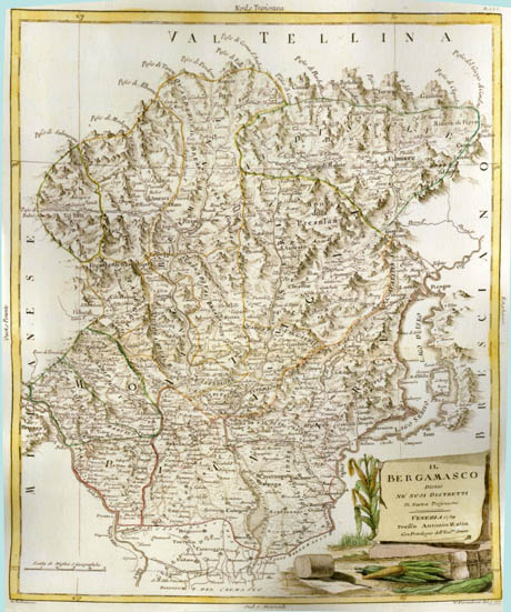 Storia di Venezia - Mappa della Bergamasca nel 1780, click per vedere l'immagine a risoluzione leggibile