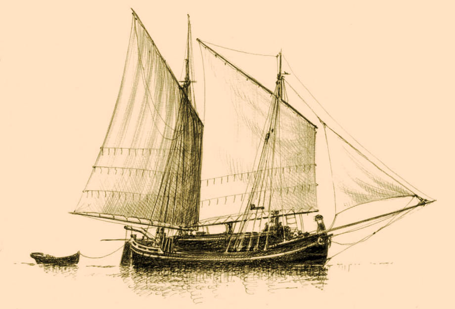 Storia di Venezia - Trabaccolo in navigazione a mezzo carico